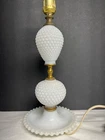 Vintage Milk Glass 14” Hobnail Table Boudoir Lamp Cottagecore Grandmacore
