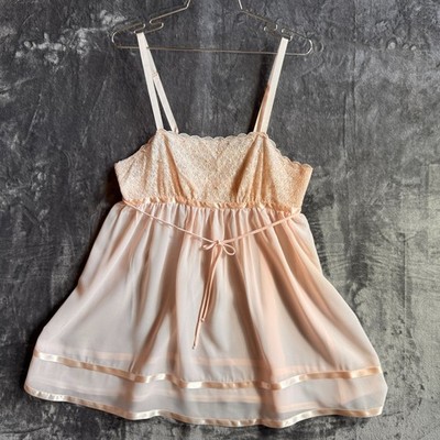 Seductive Wear Cinema Etoile Lingerie slip Women Large Sheer Pink Sequins Ribbon