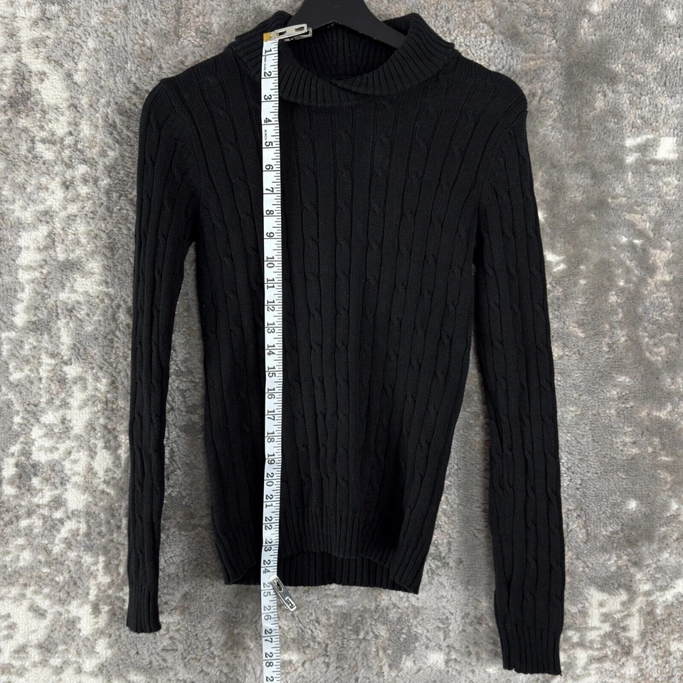 Suéter Liz Claiborne Liz & Co Talla S Tejido con Cable Acanalado Cuello Simulado Negro Foto 2 de 4