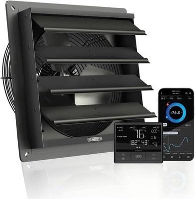 AC Infinity AIRLIFT T12, Shutter Exhaust Fan 12'' with WiFi Temperature Humidi...