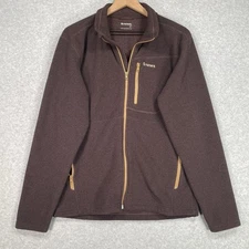 Simms Sweater Mens S Brown Outdoor Hiking Fishing Full Zip Long Sleeve Fleece