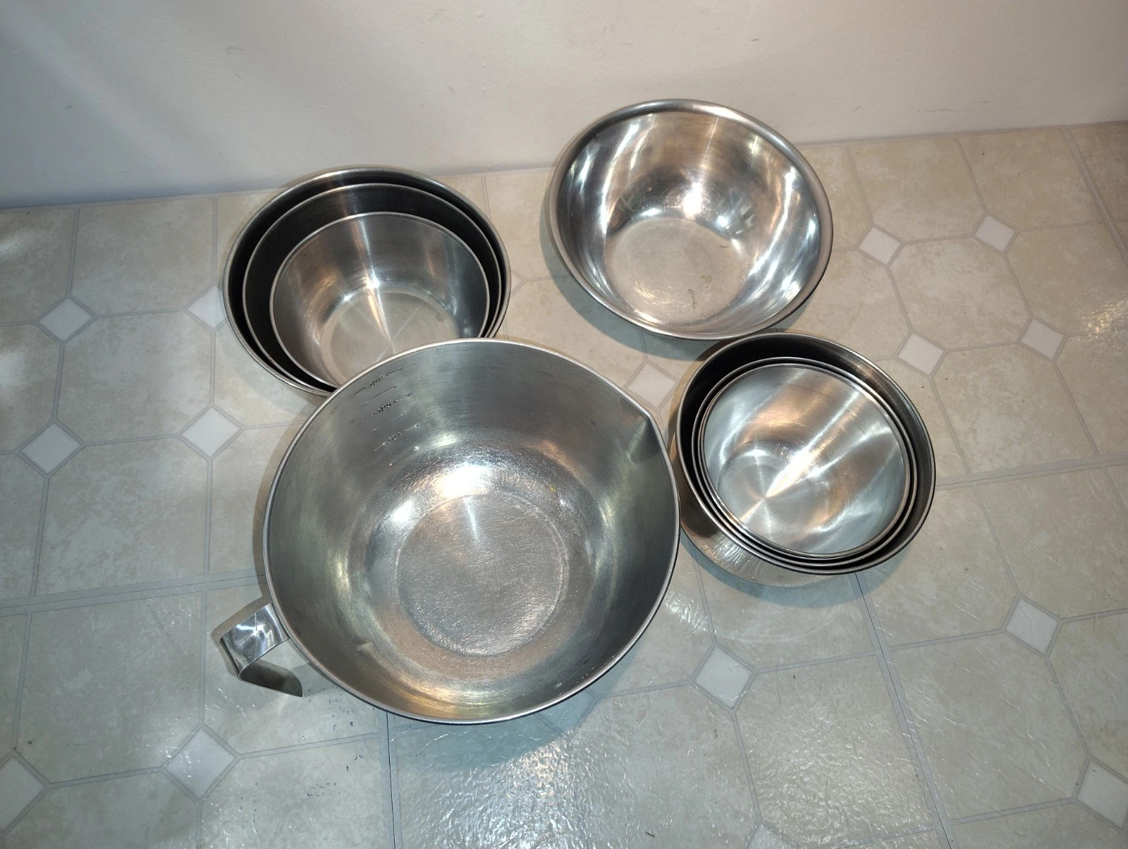 VTG KOREA Nesting Bowls Stainless Steel & 3 QT Batter Bowl ~LOT~ Baking Starter