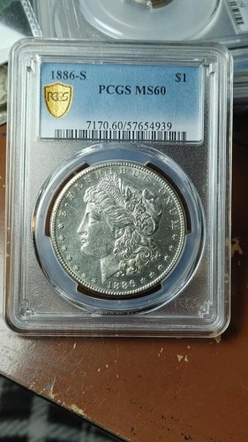 1886 S Morgan Silver Dollar $1 PCGS MS60                                    5507