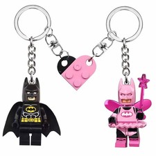 Cute Pink Fairy Batman Keychain Matching Heart Keychain Valentine's Day Couple
