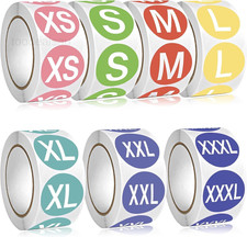 3500 PCS Clothing Size Stickers XS, S, M, L, XL, XXL, XXXL, Multi Color