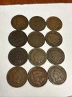 1889-1907 Indian Head Pennies Cent Coin Mixed Dates Lot of 12