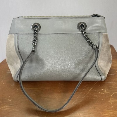 COACH 20165 Turnlock Edie Carryall Gray Pebbled Leather & Suede