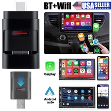 2-in-1 Wireless CarPlay Adapter USB/Type-C BT 5.2 + 5GHz WiFi Auto OTA Update