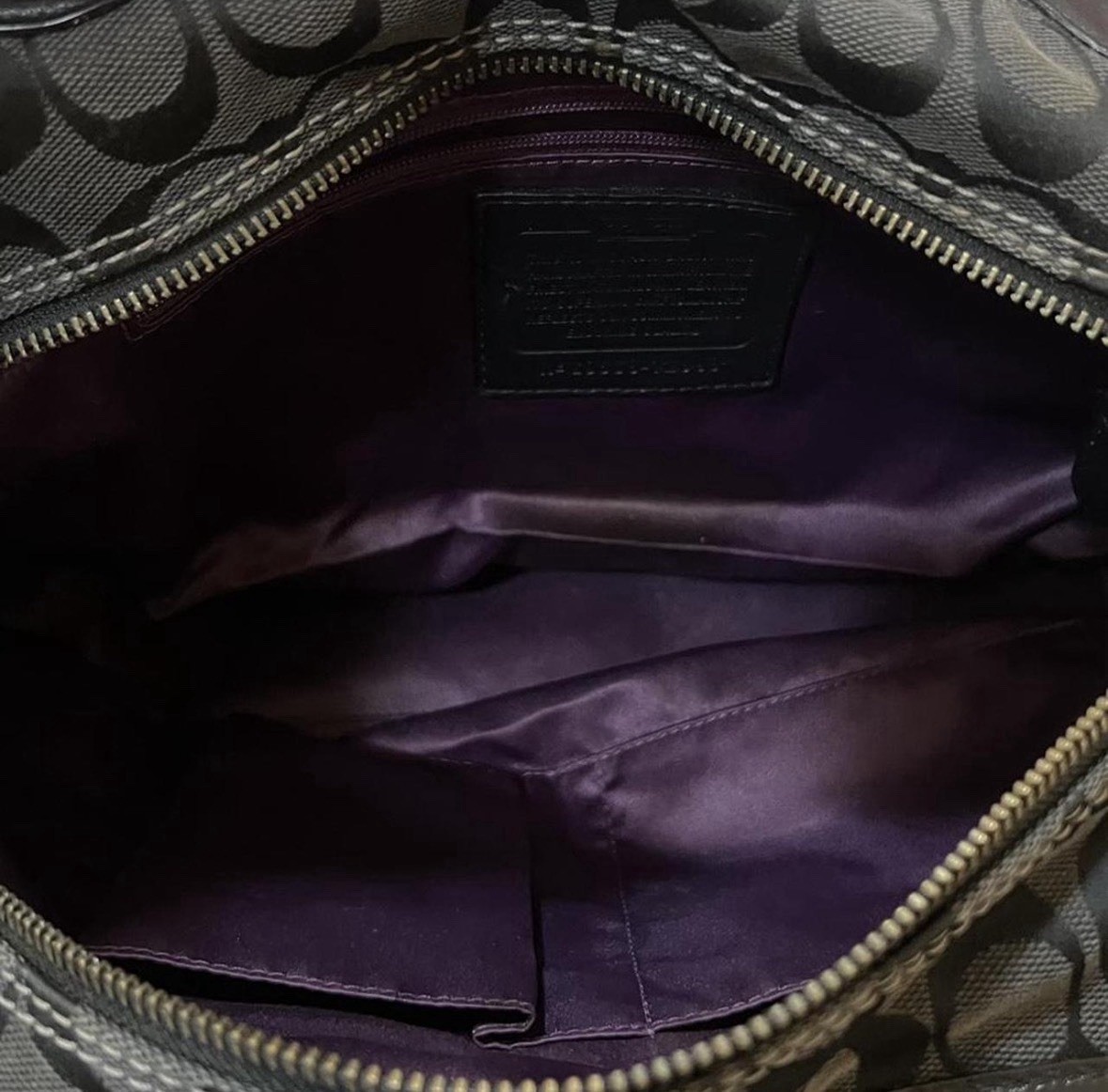 Coach Patchwork Metallic Black Gray Silver Large … - image 4