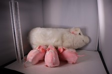 VINTAGE 1980 DAKIN PLUSH MOMMY PIG WITH 3 BABY PIGLETS STUFFED ANIMAL Read Desc