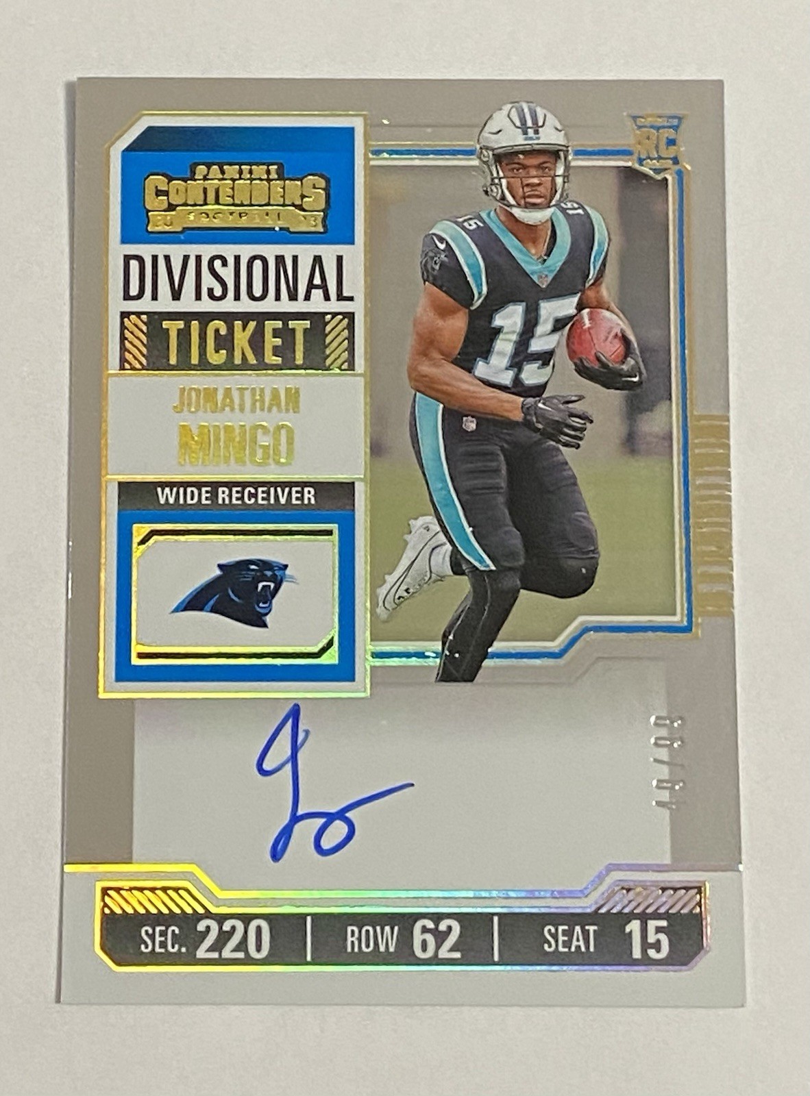 2023 Panini Contenders Divisional Ticket /99 Jonathan Mingo Rookie Auto RC