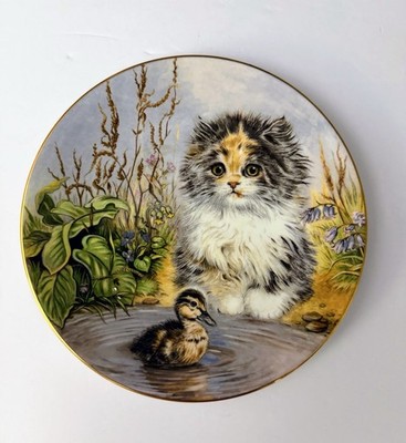 Vintage Royal Worcester Kitten Encounters 8  Plate Just Ducky Pam Cooper