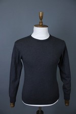 Maglione girocollo Boggi Milano grigio scuro lana manica lunga maglia fine taglia S