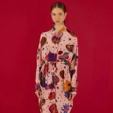 Farm Rio Light Pink Dream Collage Shirt Dress NWT Size M - Sold out!!