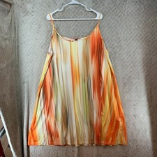Shein Curve Womens 2XL Dress Orange Tie Dye Short Mini Sleeveless Boho Hippie