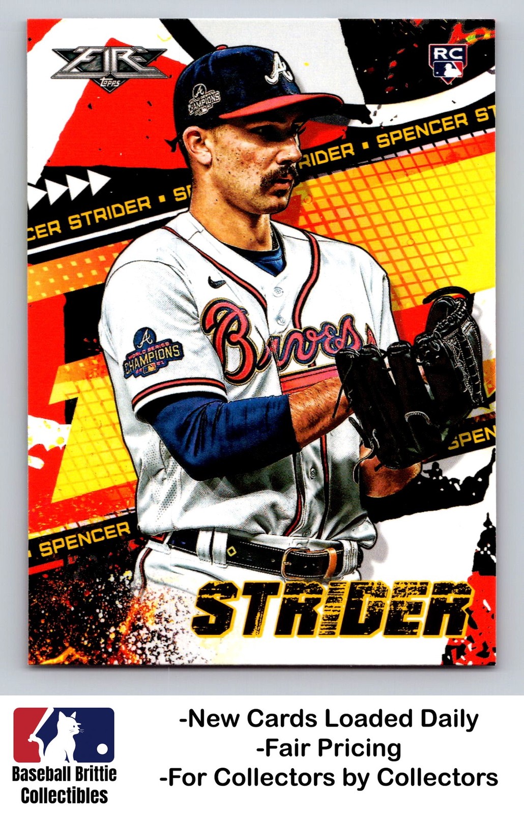 2022 Topps Fire #32 Spencer Strider RC Rookie Atlanta Braves
