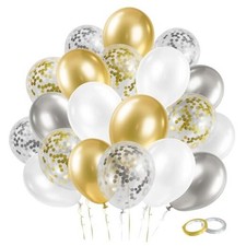 Gender Reveal 60 Pcs Balloons for Birthday 12 inch 60 pieces Gold Silver