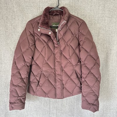Eddie Bauer Goose Down Puffer Jacket Womens Small Brown Quilted Coat EB650