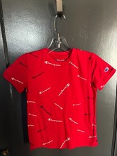 Champion Red Logo Youth Short Sleeve Shirt Size S