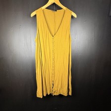 Madewell Womens Tank Dress Size XXL Mustard Yellow Texture & Thread Button Down