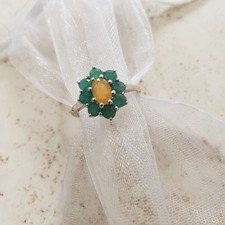 Gemporia - Ethiopian Opal and Sakota Emerald Sterling Silver Ring, size L/M,6.