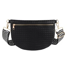 Woven Crossbody Bags for Women Leather Belt Bum Sling Purse Fanny Waist Pack ...