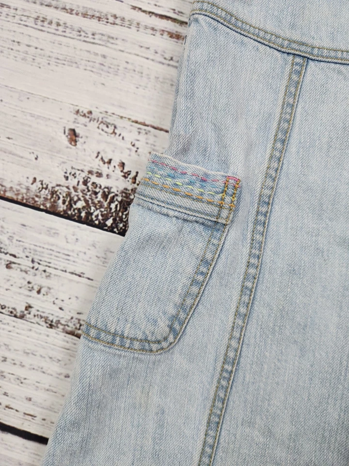 Vintage OshKosh Denim Jumper Dress Girls 4T Ice Cream Embroidery - Image 3 of 4