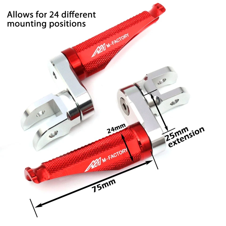 Clavijas delanteras verdes ajustables MFP 25 mm para Kawasaki Ninja 250R 08-10 11 12 Foto 3 de 4