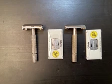 2 Gillette Safety Razors: J 4 1964 , C 4 1957,  Super Speed? + Stainless Blades