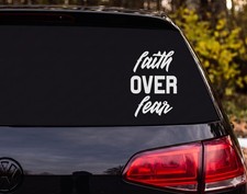 Faith Over Fear Cursive Script Vinyl Decal Sticker Car Window Laptop