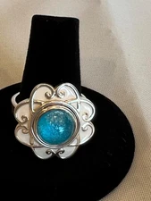 Kameleon (KRW-9) White flower ring Size 9 - 925 Silver (no pop)