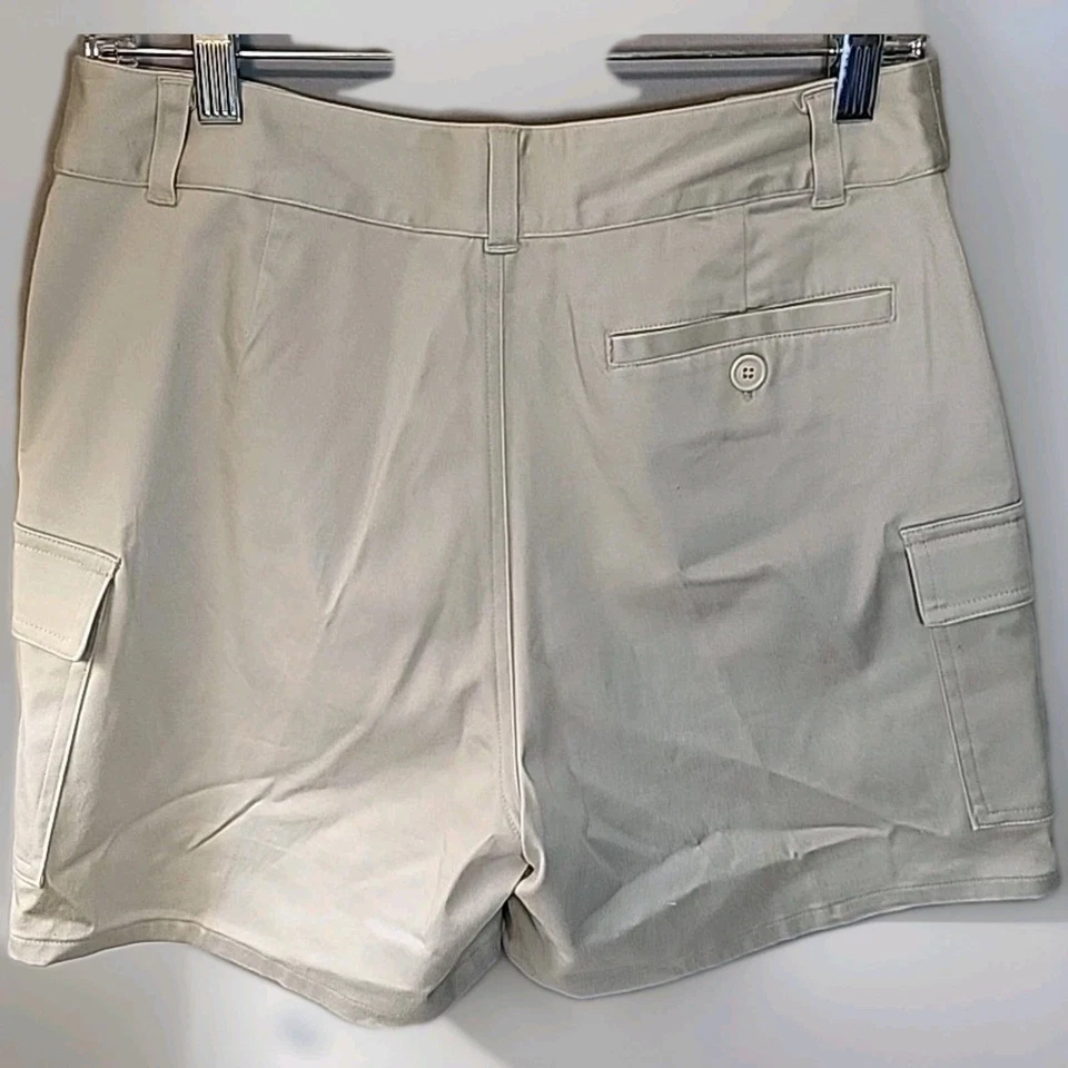 Bermudas Chinas Chadwicks Pantalones Cortos Frente Plano Cintura Alta Caqui Bolsillos Laterales Talla 10 Foto 3 de 4