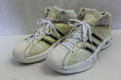 ADIDAS PRO MODEL MENS ATHLETIC NON-MARKING SHOES SIZE 8 MEDIUM WHITE VINYL UPPER