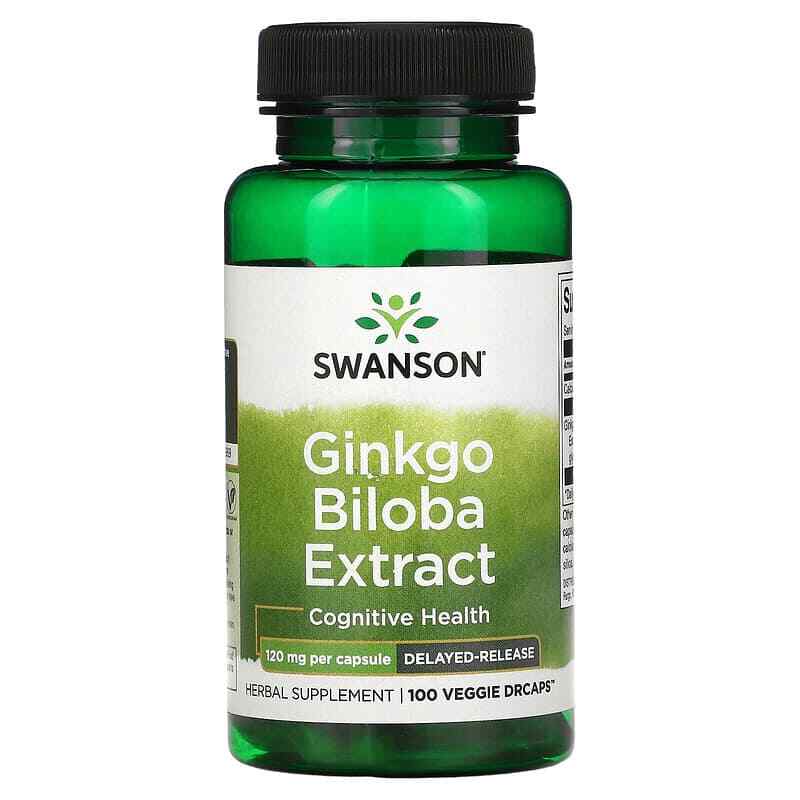 Swanson, Ginkgo Biloba Extract 120 mg, 100 Veggie Caps Brain Focus Mental Health