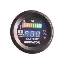 Round LED Digital Battery gauge discharge Indicator hour meter state of charge