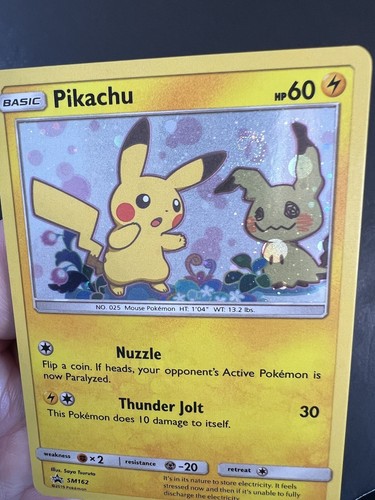 Pokemon Pikachu SM162 Sun & Moon Black Star Promo Holo Team Up MINT SWIRL - Picture 3 of 4