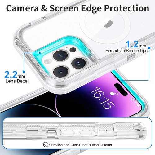 Clear Defender Case MagSafe Charging Belt Clip Holster For iPhone 12 13 14 15 16 - Picture 18 of 29