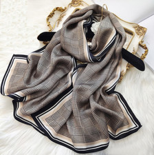 100 Silk Satin Women Scarf neckerchief Shawl large Wrap black beige
