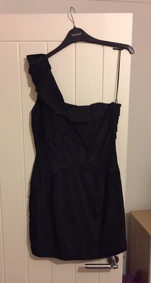 Black One Shoulder Ruffle Dress Oasis 10 Party Short Cocktail Wedding Engagement Ebay