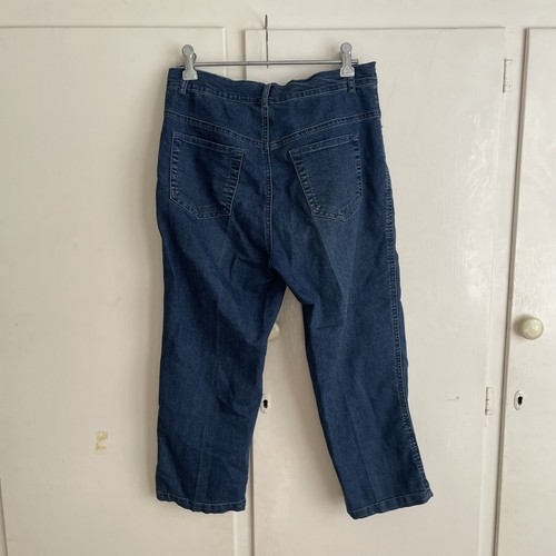 Vintage Y2K 2000's Womens 3/4 Jeans Size S/M Blue High Waisted Stretch Denim - Picture 6 of 9