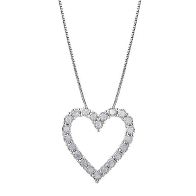 Valentinstag Geschenk 0,33 cttw Weißgold über Silber offenes Herz Halskette für Frauen