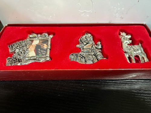 Gorham Silber Teller Urlaub hängende Ornamente mit Bändern 3er Set in Box