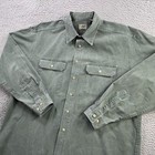 LL Bean Shirt Mens Large Green Sunwashed Canvas Vintage Made in Canada Cotton