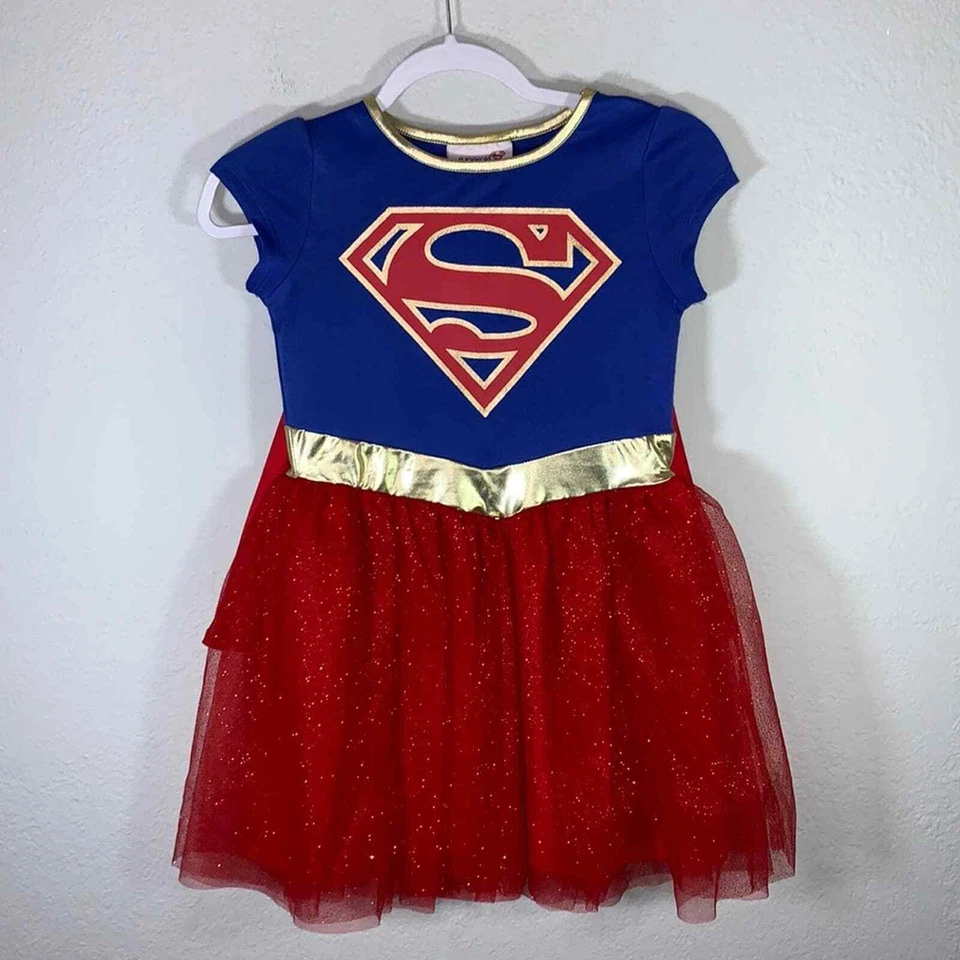 Vestido Disfraz DC Comics Niñas Capa Brillante Tul Falda, Supergirl Foto 3 de 4