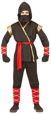 GOLD NINJA Fighter Kämpfer Samurai Ninjago Kinder Kostüm Jungen Karneval