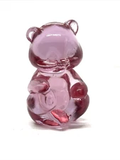 Fenton Art Glass Miniature Pink Rose Glass Bear unpainted 2.75" HTF