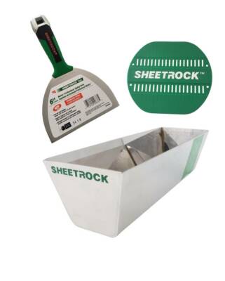 USG Sheetrock 12'' Drywall Mud Pan, Matrix 6'' Knife and Magnetic Grip Combo