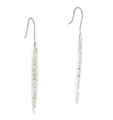 The Limited Silver Tone Pierced Earrings Rhinestone Stick Long 2''