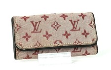 Auth Louis Vuitton Monogram Fabric Leather 4 Ring Key Case Key Holder France