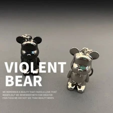 Unique 3D Braided Violence Bear Keychain - Fashionable Car Key Ring